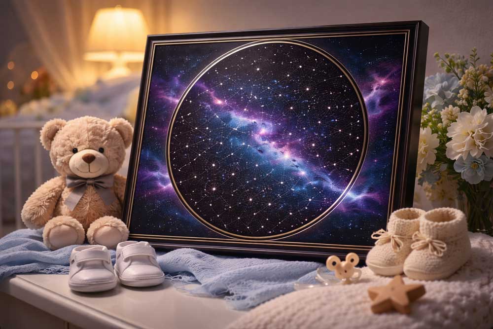 Mapa estelar de nacimiento: un recuerdo único del cielo el día que nació
